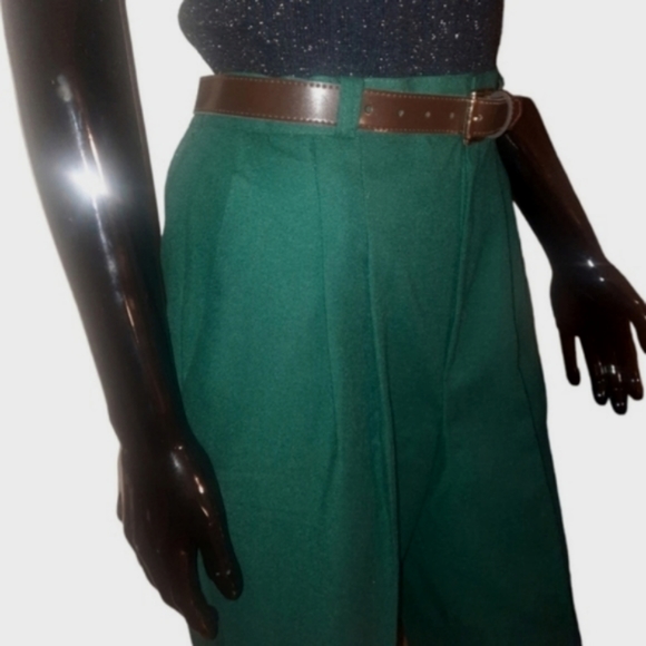 Vintage 80s / 90s Dark Green Pleated Pants | Size 10 | NWT - Picture 2 of 10